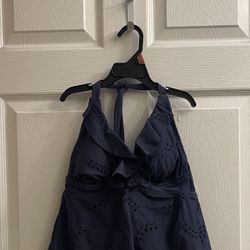 Brand New Eyelet Navy Blue Tankini Top Size Small