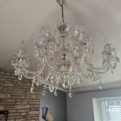 Vintage Chandelier Glass with Gold accents 