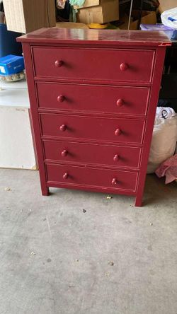 Pottery Barn – Burgundy 5-Drawer Dresser $120