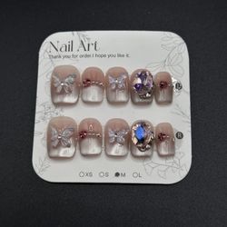 Press On Nails Handmade Size M Reusable 
