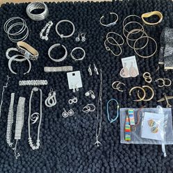 Costume Jewelry Misc… Both Gold And Silver.  Necklaces, Bracelets, Earrings, And Chokers. From $5- $30 My Mom