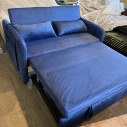 55" Modern Convertible Sofa Bed, Velvet Recliner Sofa with Pullout Bed,Comfort and Safety