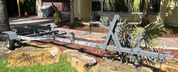 Galvanized trailer for small boat up to 16’ or Jet ski. New lights, new winch, new Jack. Ready to load…