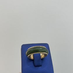 14k Yellow Gold And Jade Ring