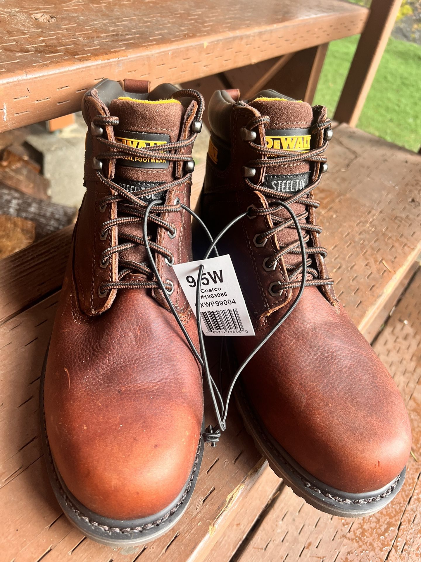 MENS 9.5W WALNUT PITSTOP DEWALT AXLE LEATHER WORK BOOTS