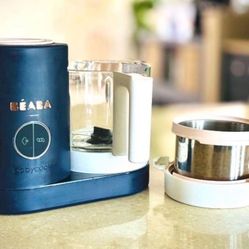 BEABA Babycook Neo - Glass Baby Food Maker & Steamer (Midnight / Navy)
