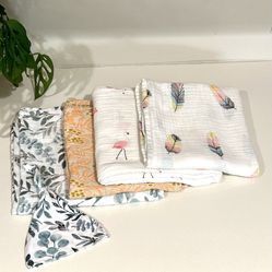 Organic Cotton Baby Swaddles Set Muslin Blankets