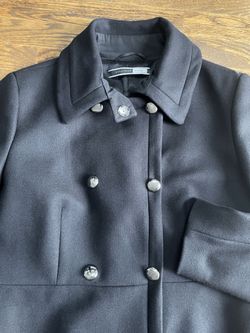 Authentic MaxMara Sportmax Wool Peacoat, Black, US12