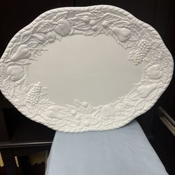 Oval Glass Fruit Design Platter