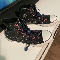 Converse All-Star Black Galaxy Canvas Hi-Top Sneakers size 4