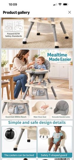 9 in 1 baby high chair with building block table