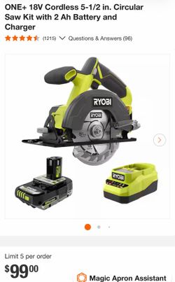RYOBI circular saw with battery and blade