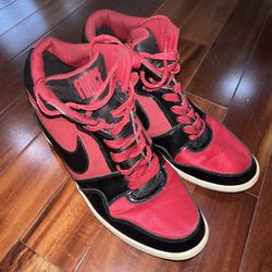 Nike Force Dunk Sky Hi High Hidden Wedge Heel SIZE - US 11 For women Black Red Bred Jordan