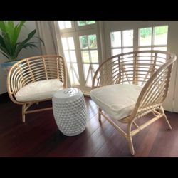 Two IKEA Buskbo Rattan Armchairs