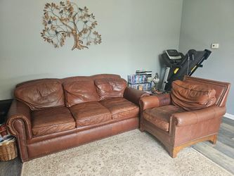 Brown Leather Bob Timberlake, Sofa and Armchair Set