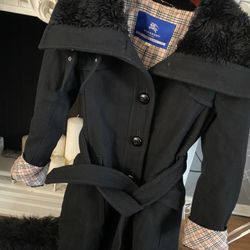 Burberry Coat w/ Faux Fur Collar XS