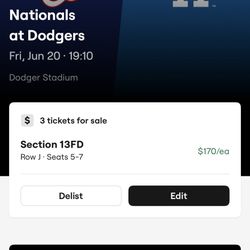 6/20 Dodger Tickets 