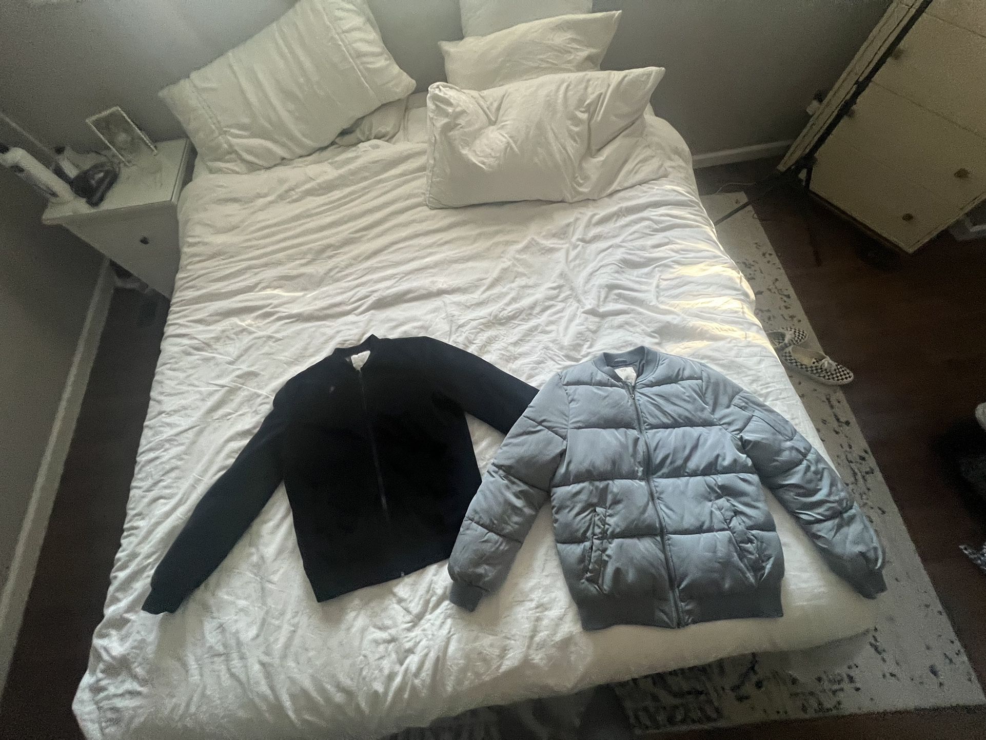 Zara boys zip up black velvet bomber jacket gray puffer jacket bundle 13/14