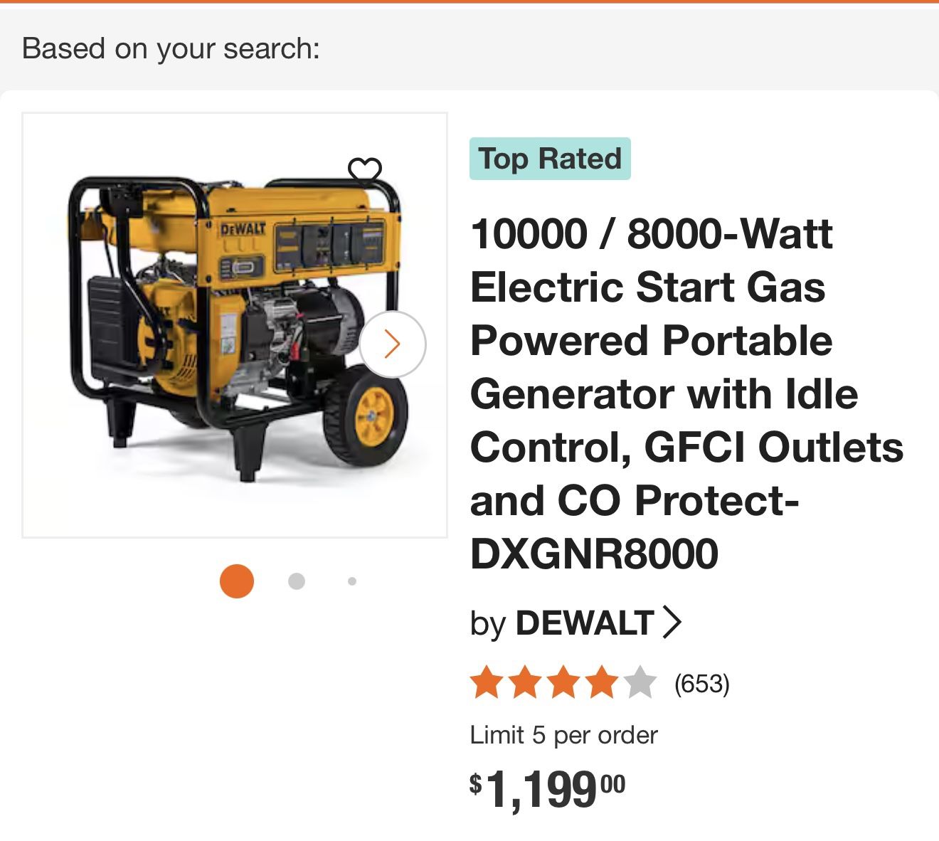 10000 / 8000-Watt Electric Start Gas Powered Portable Generator with Idle Control, GFCI Outlets and CO Protect-DXGNR8000