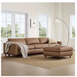 Modern Oversized L-Shaped Sectional Couch - With Movable Ottoman 
