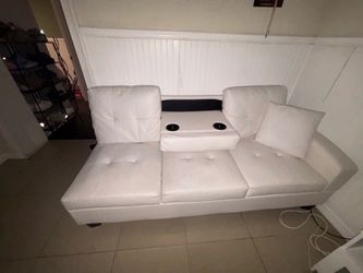 White leather couch L shape