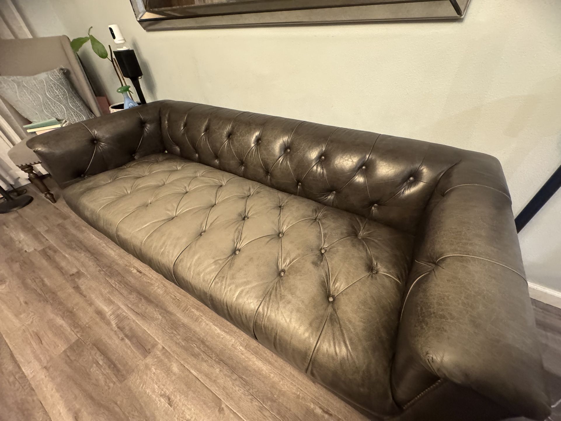 Brown Tufted Leather Couch