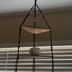 Macrame plant shelf