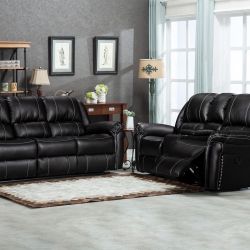 Brand New Air Leather Reclining Sofa Loveseat Set 
