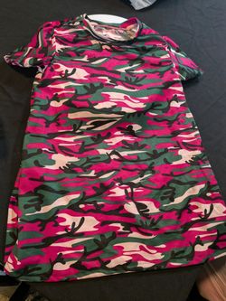 Girls Size 7 Pink Green Camouflage Short Sleeve T-Shirt Dress Camo