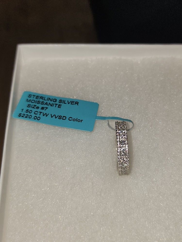 Moissanite Sterling Silver Band #7