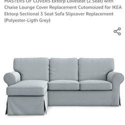 MASTERS OF COVERS Ektorp Loveseat (2 Seat) with Chaise Lounge Cover Replacement Cutomoized for IKEA Ektorp Sectional 3 Seat Sofa Slipcover Replacement