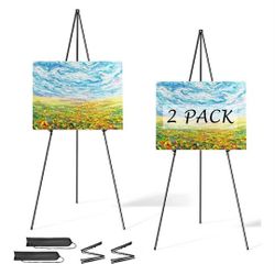 New 2pk Easel Stand for Sign, Aredy 63" Portable Painting Easel, Lightweight Metal Easels for Painting Canvas, Wedding Sign (2 Pack)