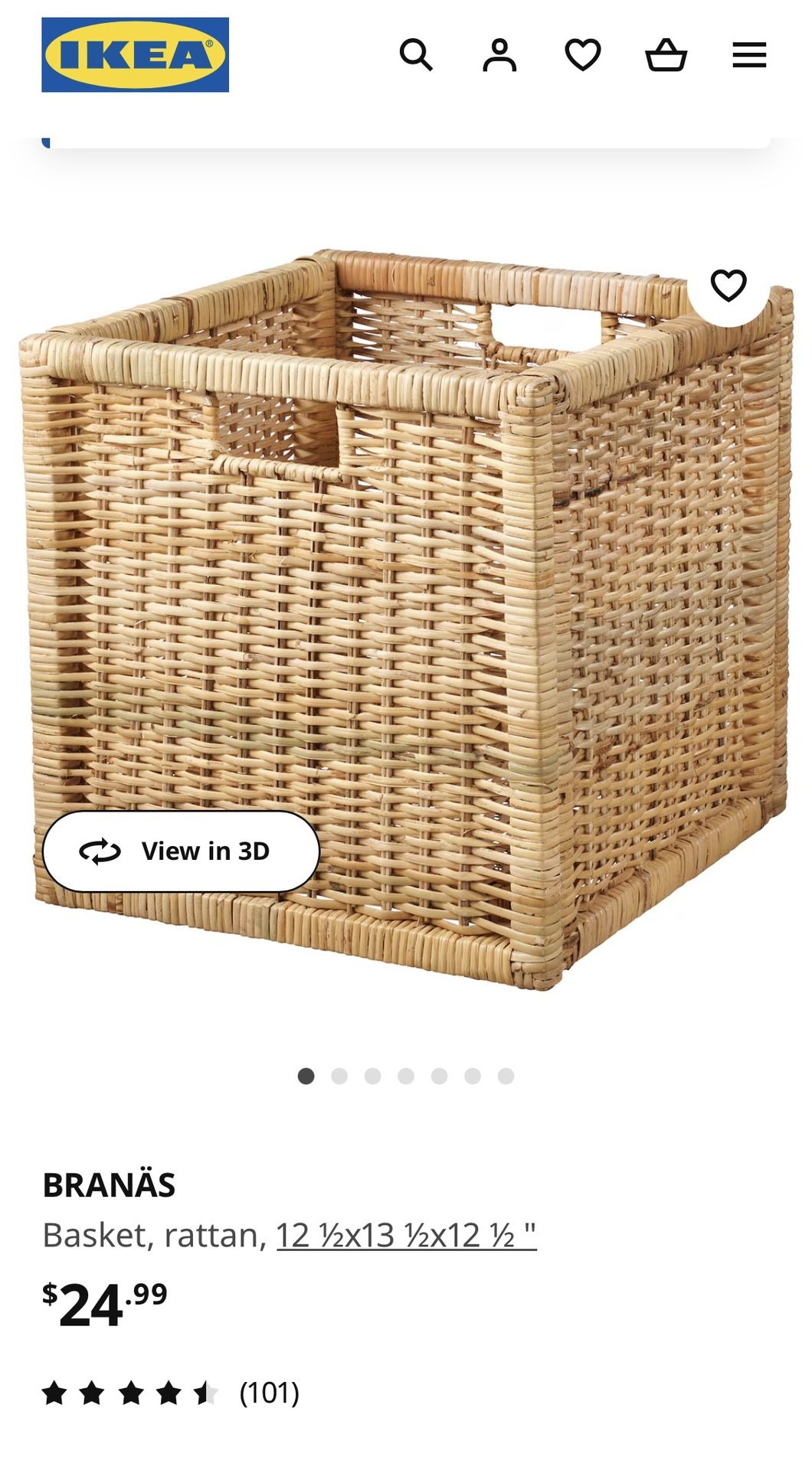 Ikea Rattan Storage Basket