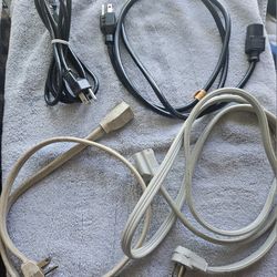 (4) Extension Cords; Light Gray 5', Beige 3', (2) Black 5'; $3.00 EACH or SOLD INDIVIDUALLY ALSO