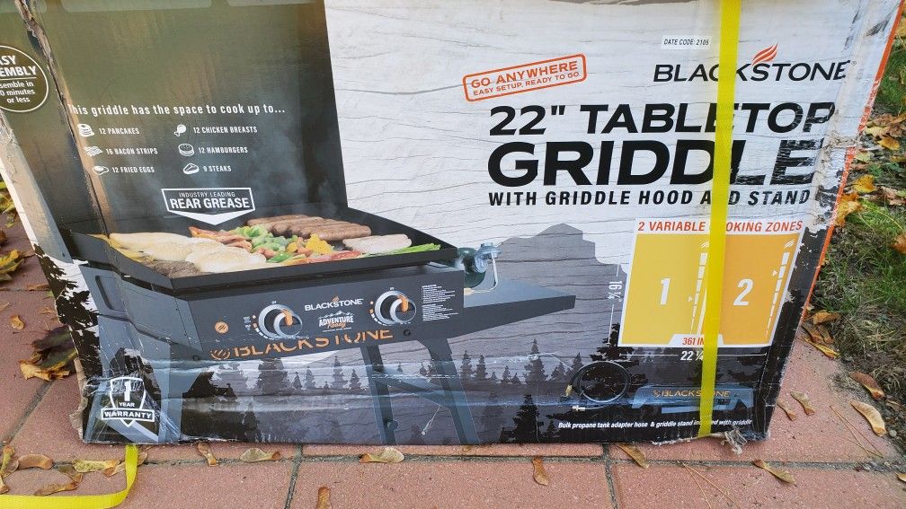 New 22 Inch Blackstone Tabletop Griddle With Hood and Stand