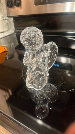 MIKASA Retired Crystal Austria KNEEL PRAYER Cherub Angel Candle Holder 