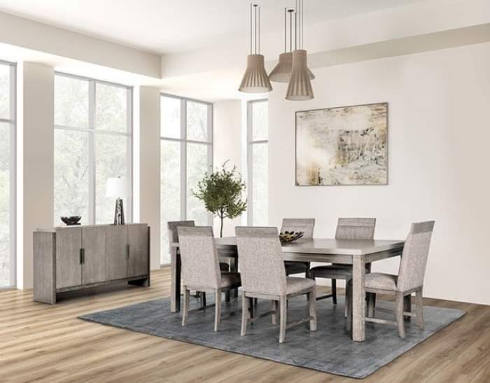 7 PIECE GRAY / STONE GRAY FINISH DINING TABLE SET,All Products : American Fashion Style Bags On Sale