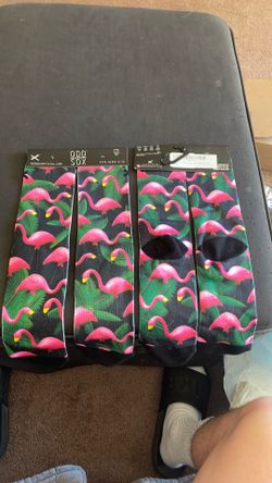Odd Sox Flamingo Print Crew Socks 2 Pairs
