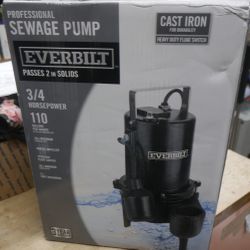 Everbilt 3/4 HP Sewage Ejector Pump, Black - ESE60W-HD NEW.