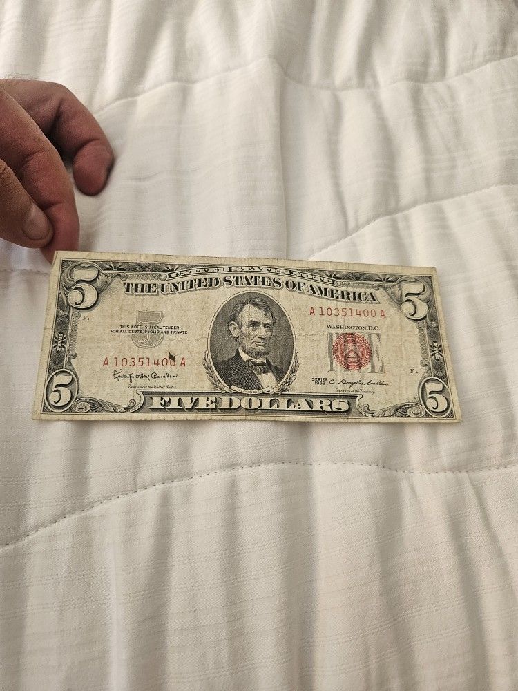 1963 Red Note 5 Dollar Bill
