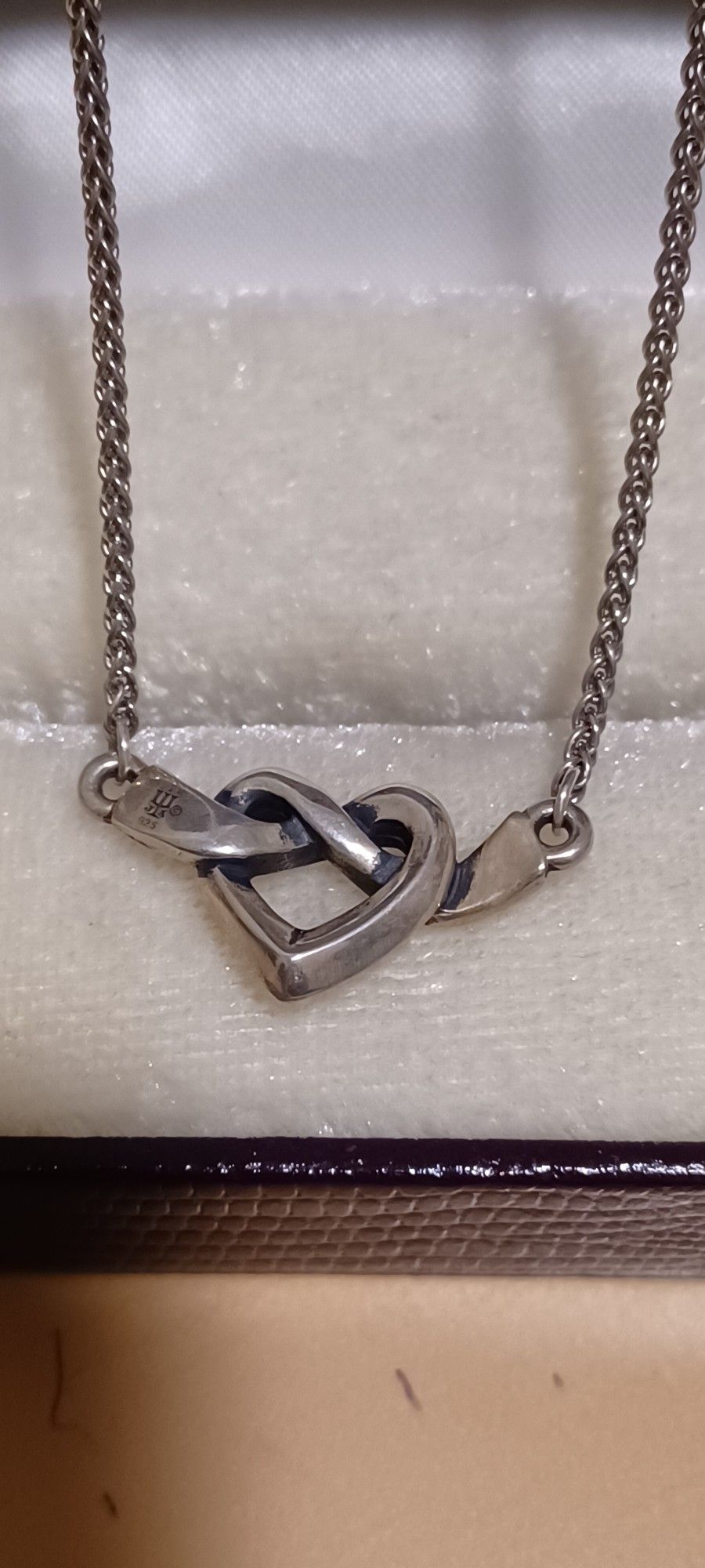 Vintage Retired James Avery Sterling Silver Heart Love Knot Necklace With Extensions 