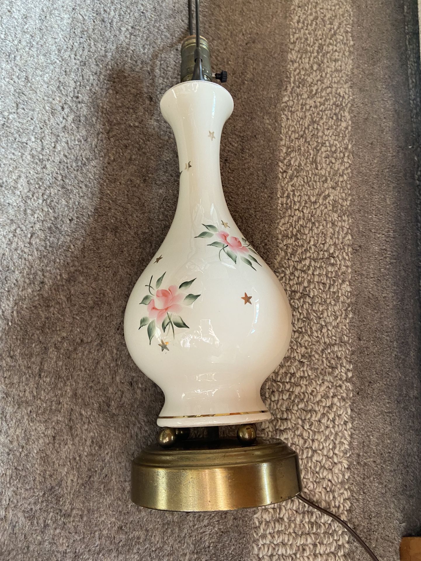 Mid Century Ceramic Table Lamp Brass Base