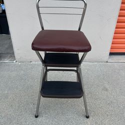 Mid Century Modern - Cosco Home Products - Leather Seat Bar Stool w/ step stool