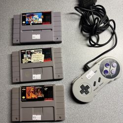 Super Nintendo Games And Controller 