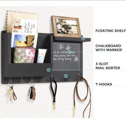 Ziivita Key Holder for Wall - Mail Holder Organizer Wall Mount with Shelf - Hanging Key Rack Hanger with Hooks