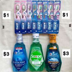 Crest Mouthwash Oral B Toothbrush