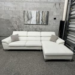White Leather Sectional (Delivery)