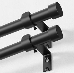 Pack Curtain Rod 36-45", Heavy Duty Modern Window Curtain Rod, Black