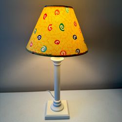 Children's Room White Table Lamp with Custom Made Lamp Shade