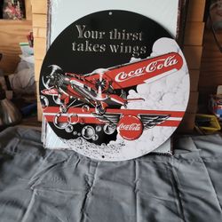 Fully Embossed Coca-Cola Metal Sign 14"